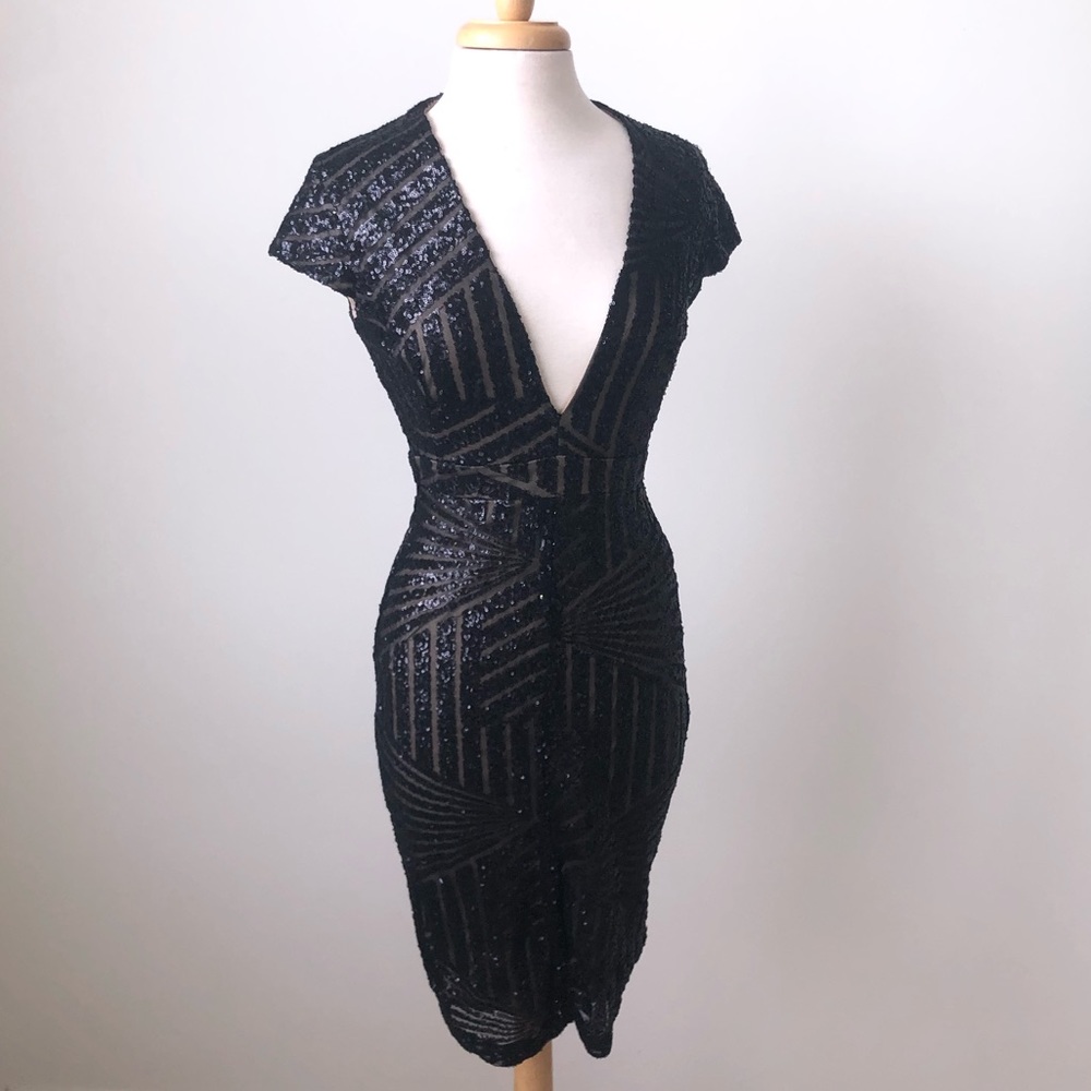 Hot Miami Styles Black Sequin Dress
